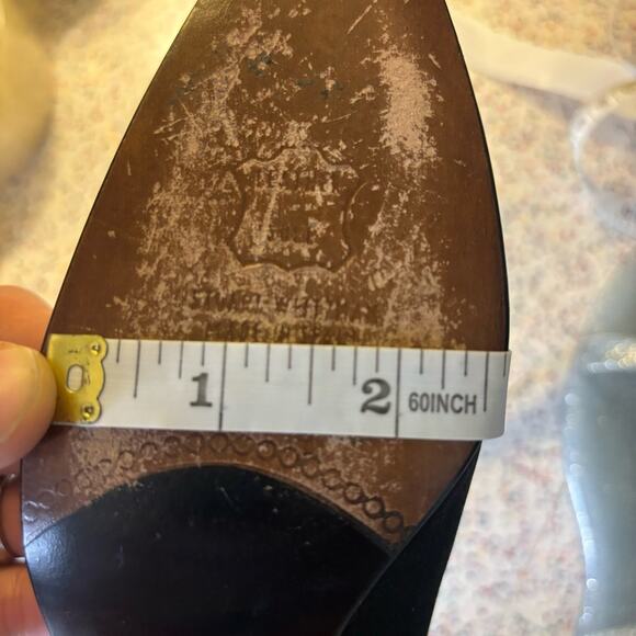 Stuart Weitzman Vintage 90s Satin Block Heel Classic Pumps Black Size 7 - Picture 14 of 15